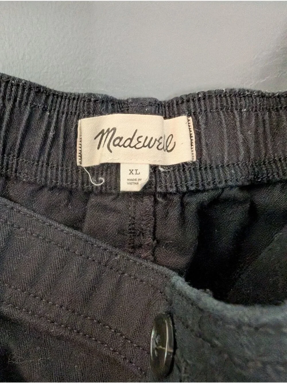 Madewell Utility Shorts Womens Medium Black Twill Pull On Pockets Casual - XL